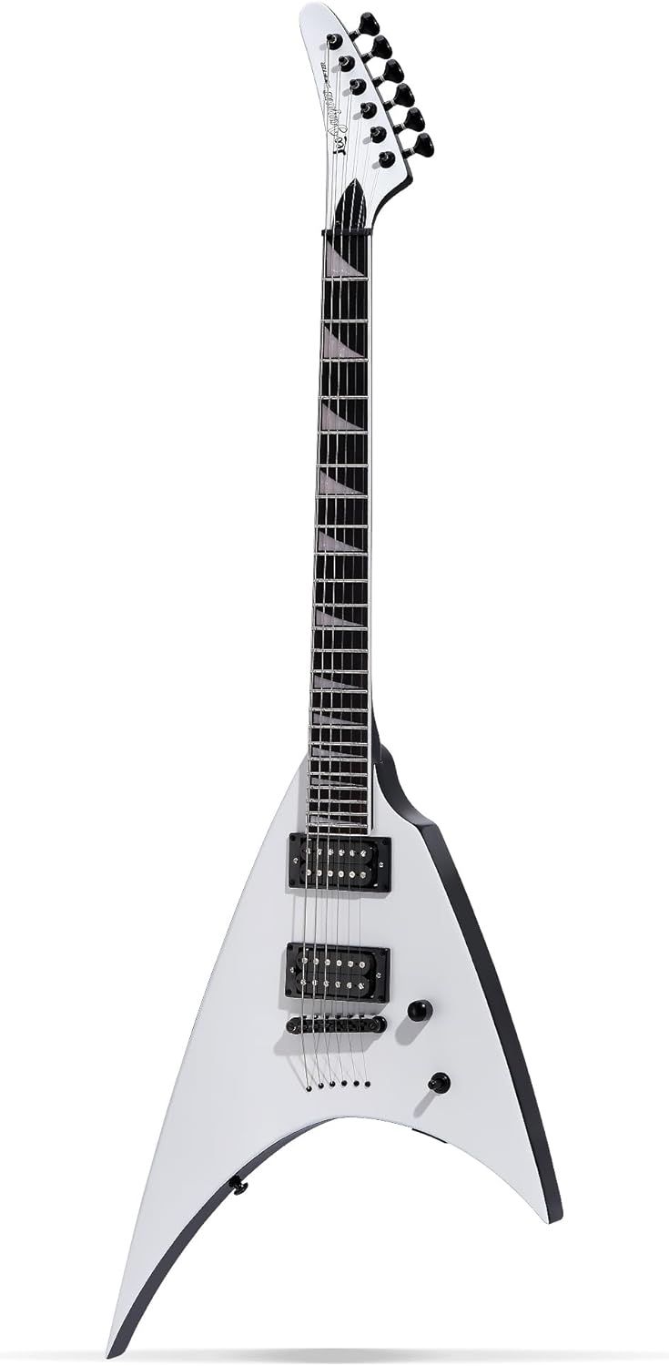 Leo Jaymz Electric Guitar,Swifter Series,Heavy Metal Guitar,24 Frets Rosewood Fingerboard,Mahogany Body,Maple Neck, Humbucker Pickups Powerful and Pure (White or Black V2)