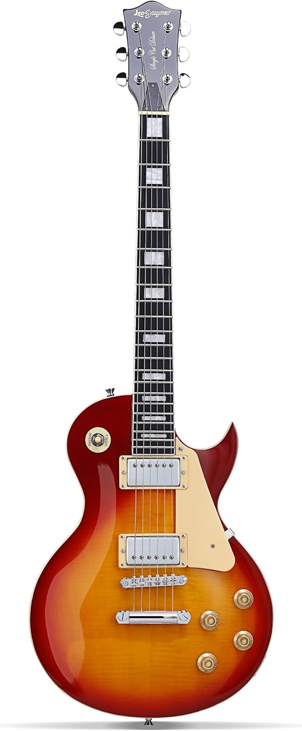 Leo Jaymz 24.75&ldquo; Single Cut Curved Top CherrySunburst Electric Guitar - Classic single cut top curved body - Mahogany Body and Neck，Ebony Fingerboard (Cherry SunBurst)